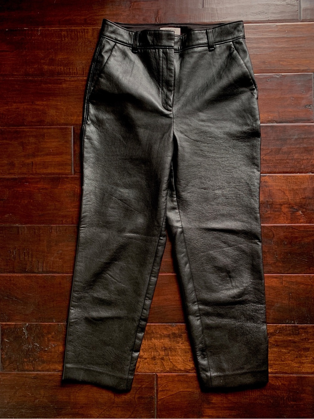 Babaton Aritzia Black Faux Leather High-Waist Tapered Pants